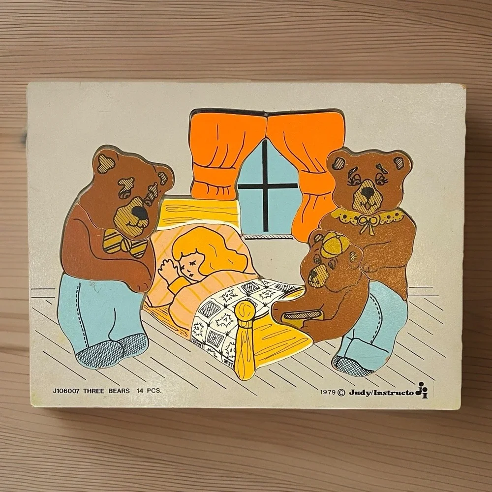 Vintage 1979 Judy Wooden Puzzle GOLDILOCKS and the THREE BEARS #J106007 14pc USA